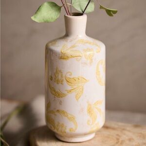 Terrain Distressed Cream and Yellow Floral Vase